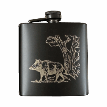 Zakfles rvs met wild zwijn motief