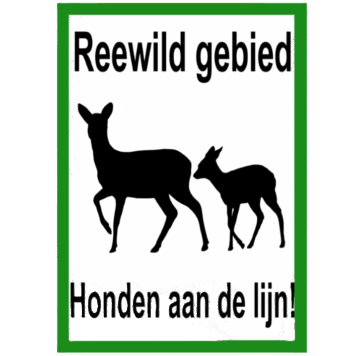 Bord Reewild gebied honden aan de lijn