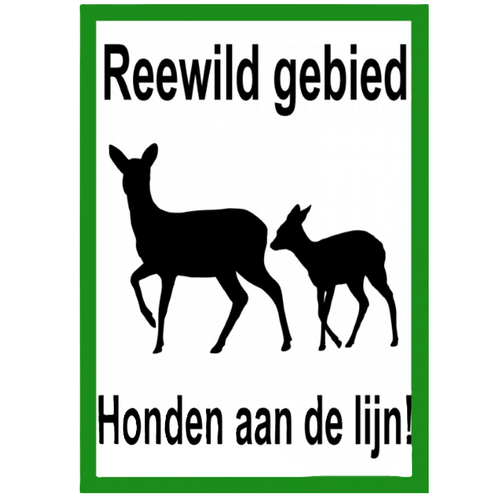 Bord Reewild gebied honden aan de lijn