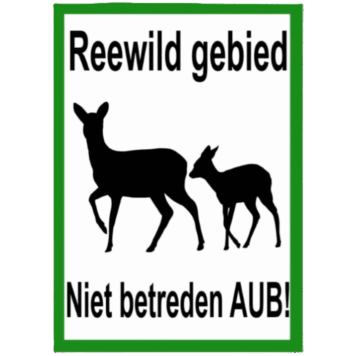 Bord Reewild gebied Niet betreden AUB